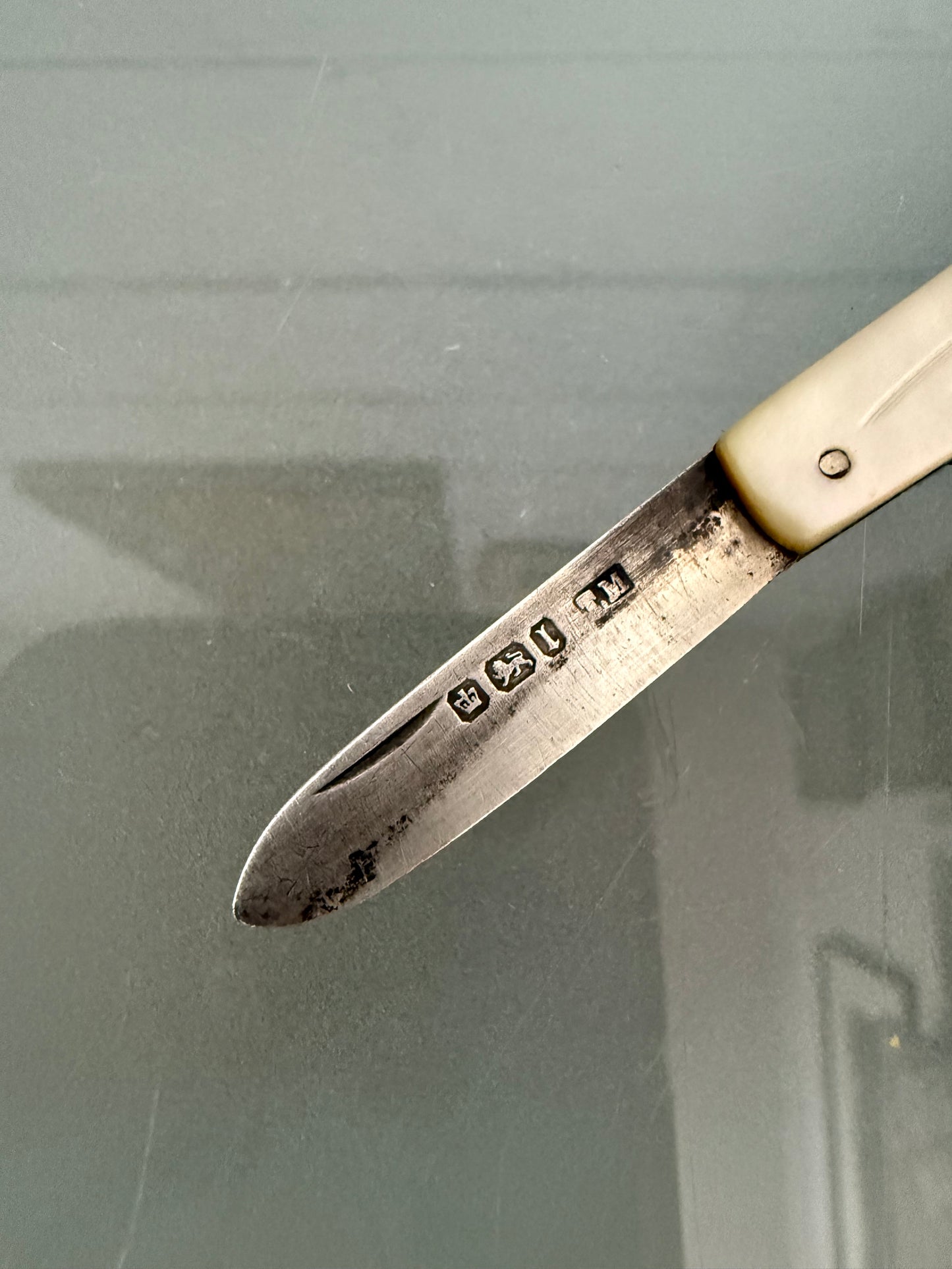 Edwardian Mother Of Pearl & Silver Fruit Knife