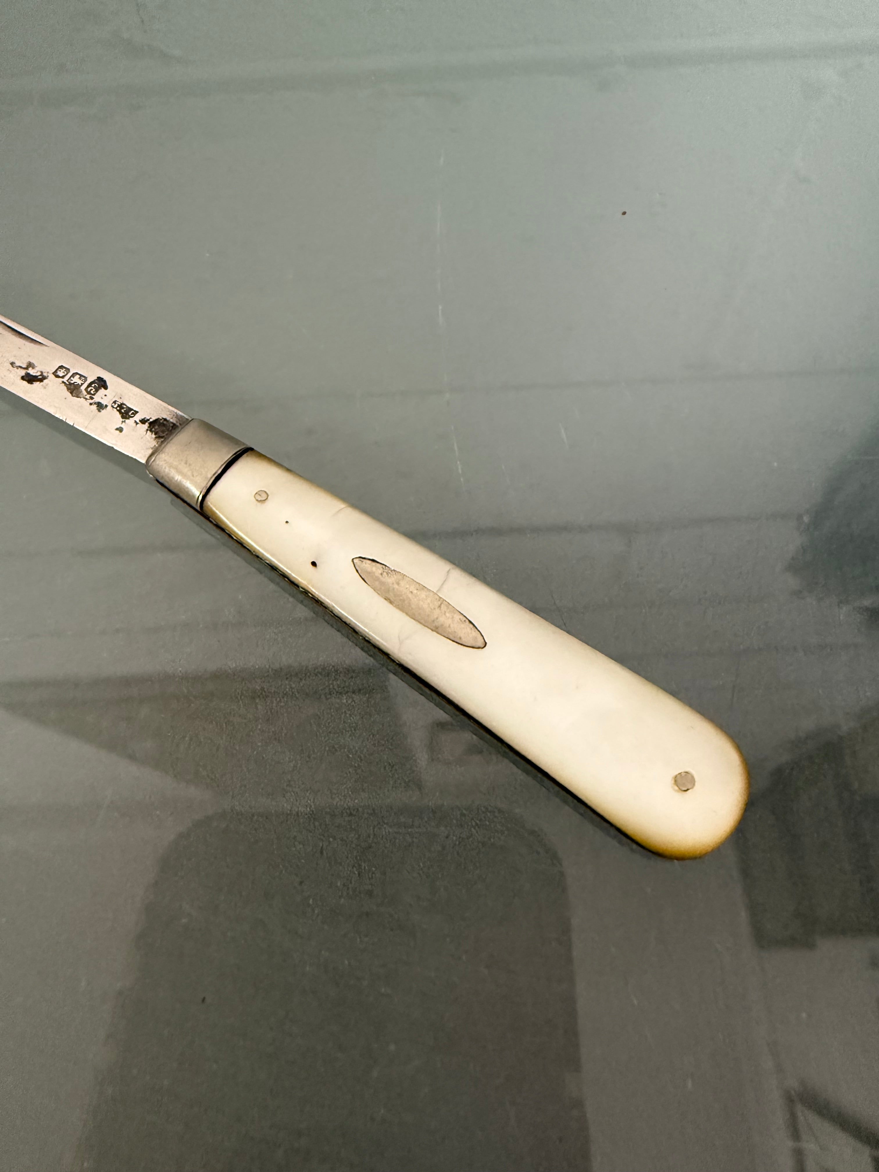 Edwardian Silver & Mother Of Pearl Fruit Knife | Antique & Vintage | Moonee Ponds Antiques | Australia Wide Delivery