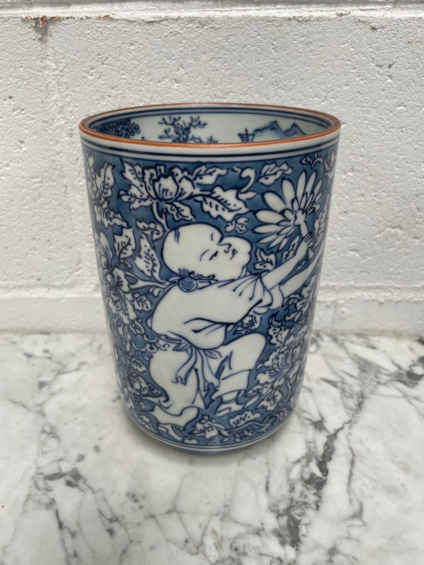 Kyoto Blue and White Pottery Vase