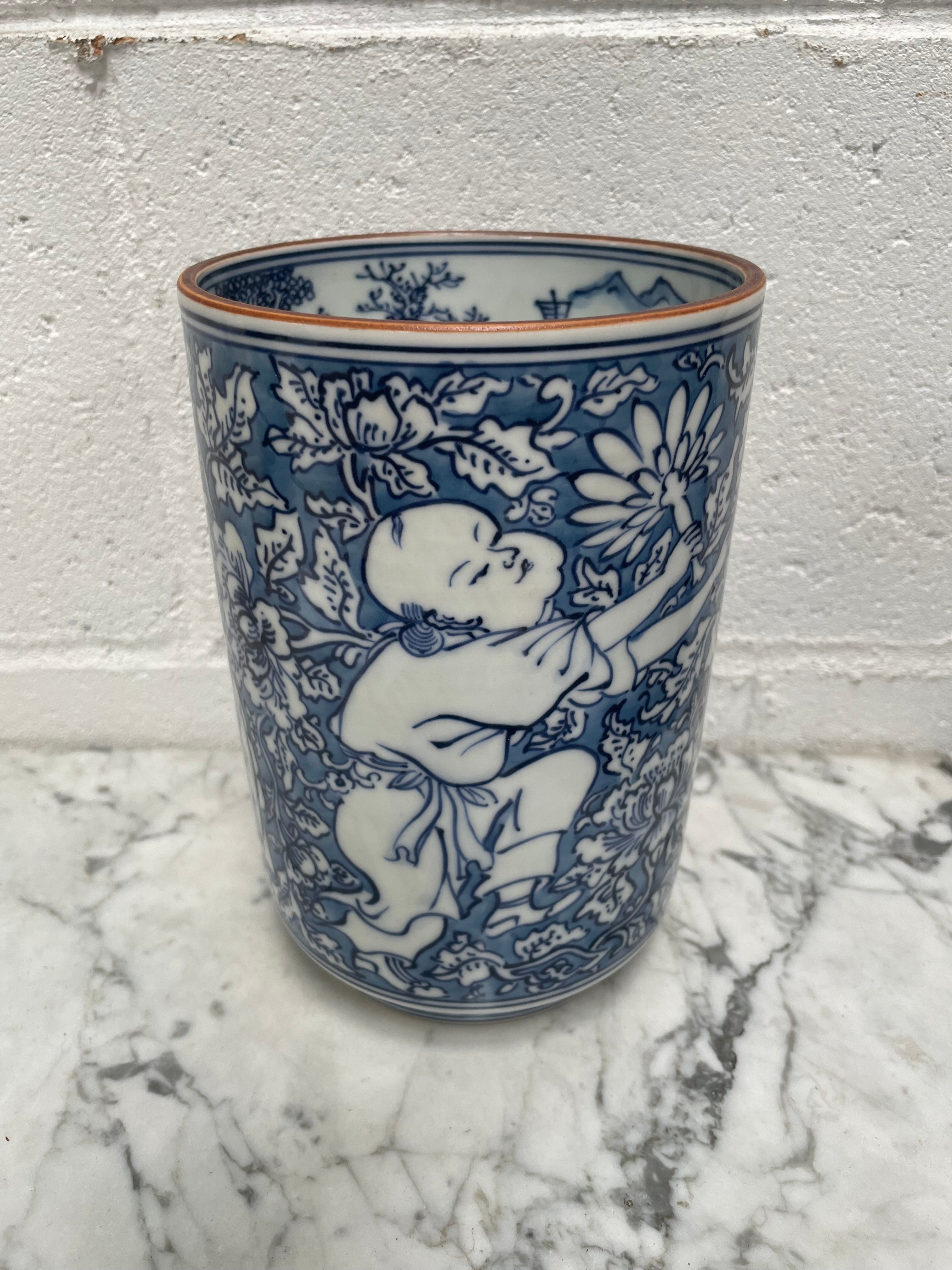 Kyoto Blue and White Pottery Vase | Antique & Vintage | Moonee Ponds Antiques | Australia Wide Delivery
