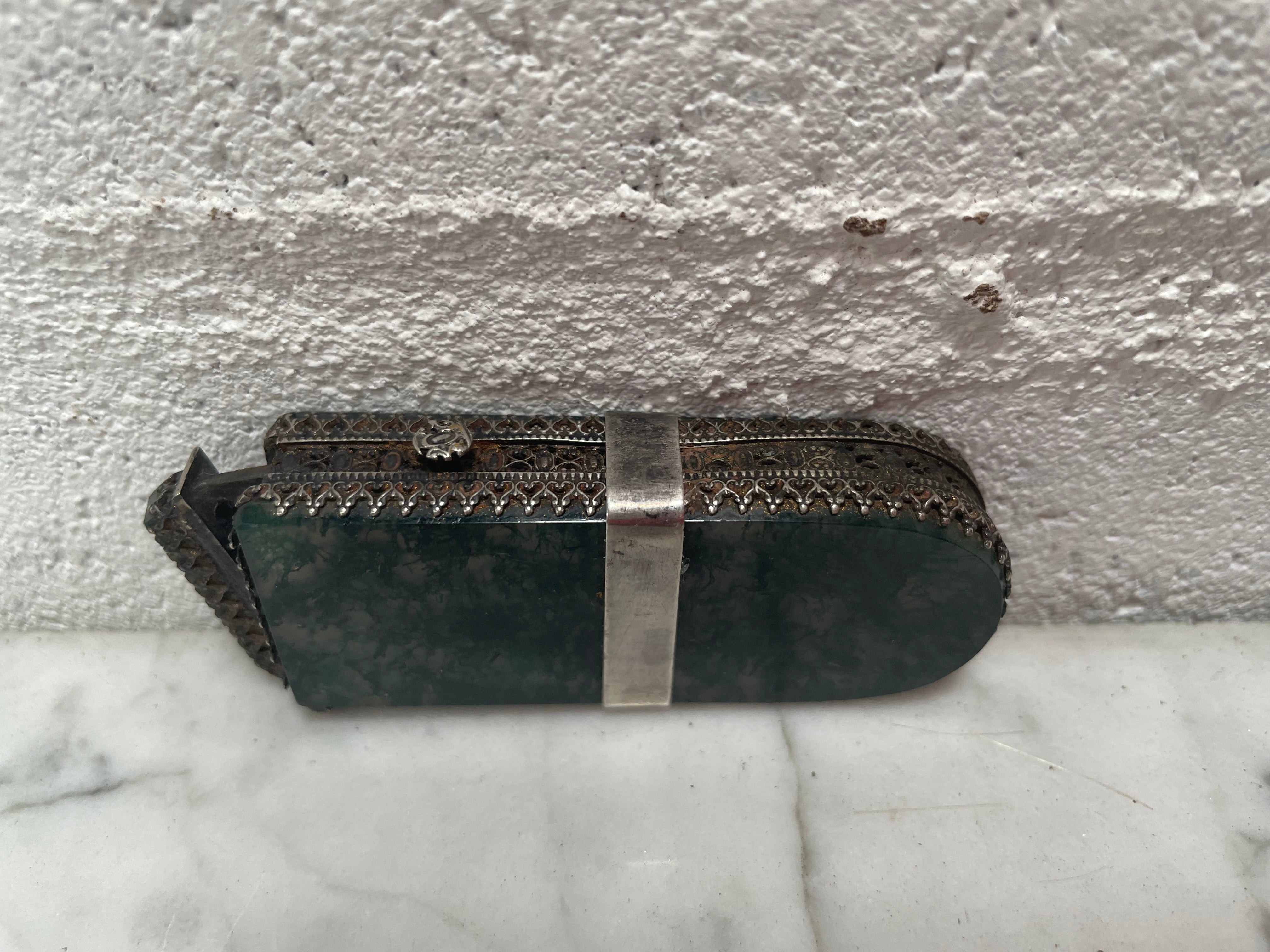 Victorian Moss Agate & Silver Vesta Case | Antique & Vintage | Moonee Ponds Antiques | Australia Wide Delivery