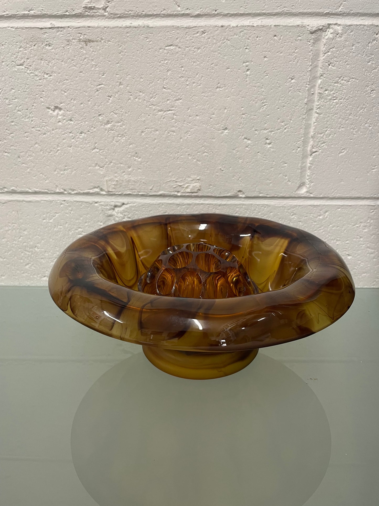 Art Deco Davidsons Smoke Glass Bowl & Insert