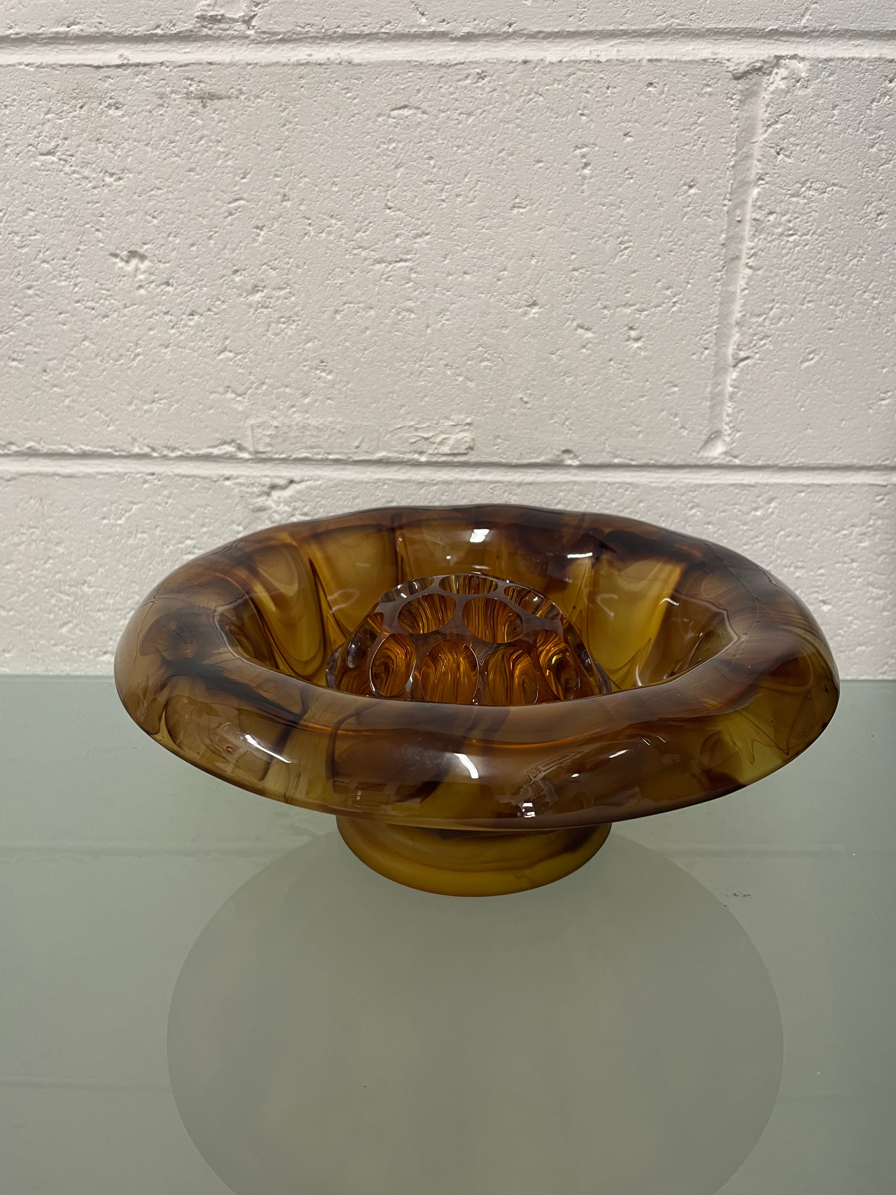 Art Deco Davidsons Smoke Glass Bowl & Insert | Antique & Vintage | Moonee Ponds Antiques | Australia Wide Delivery