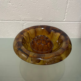 Art Deco Davidsons Smoke Glass Bowl & Insert