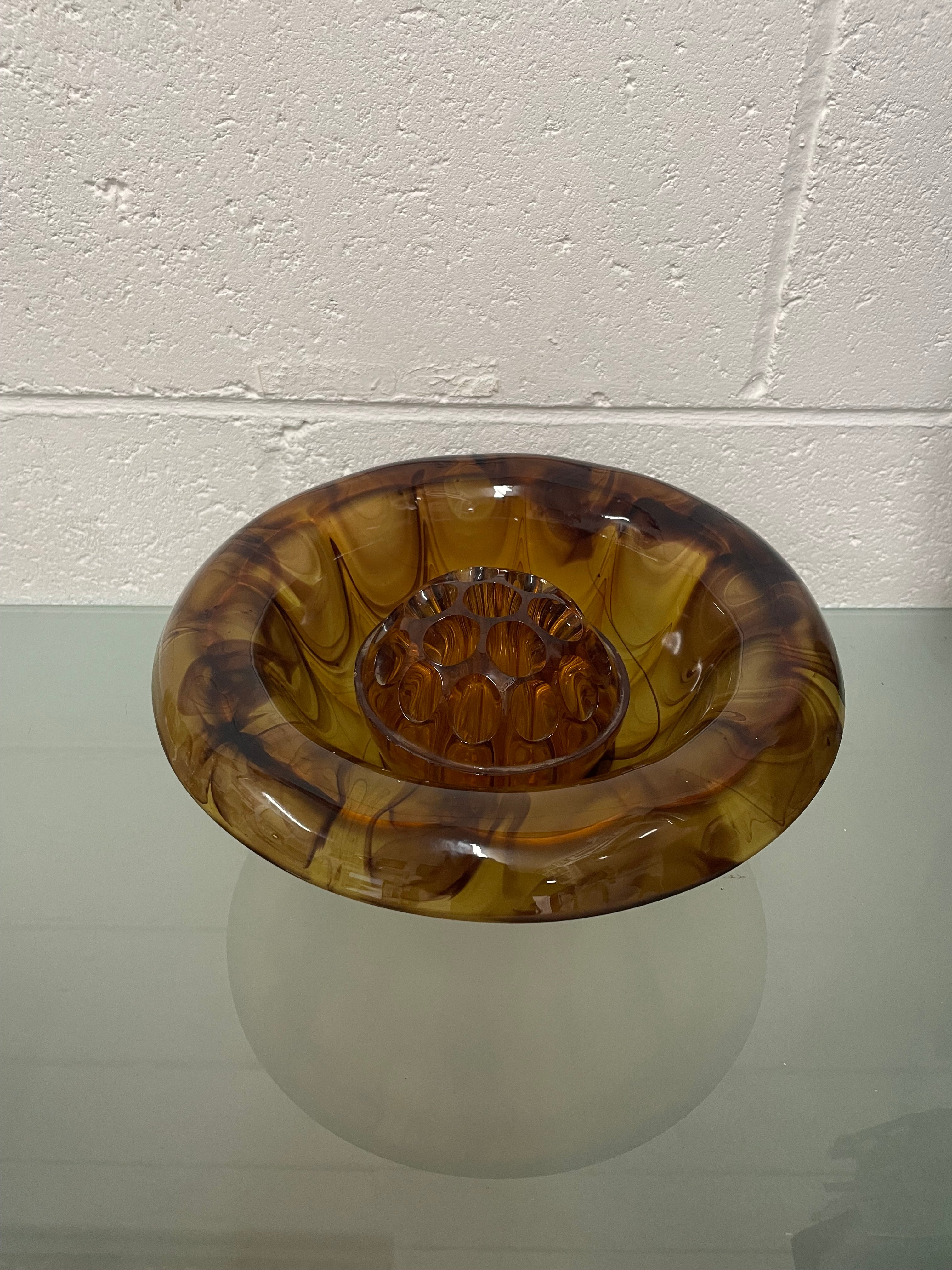 Art Deco Davidsons Smoke Glass Bowl & Insert | Antique & Vintage | Moonee Ponds Antiques | Australia Wide Delivery