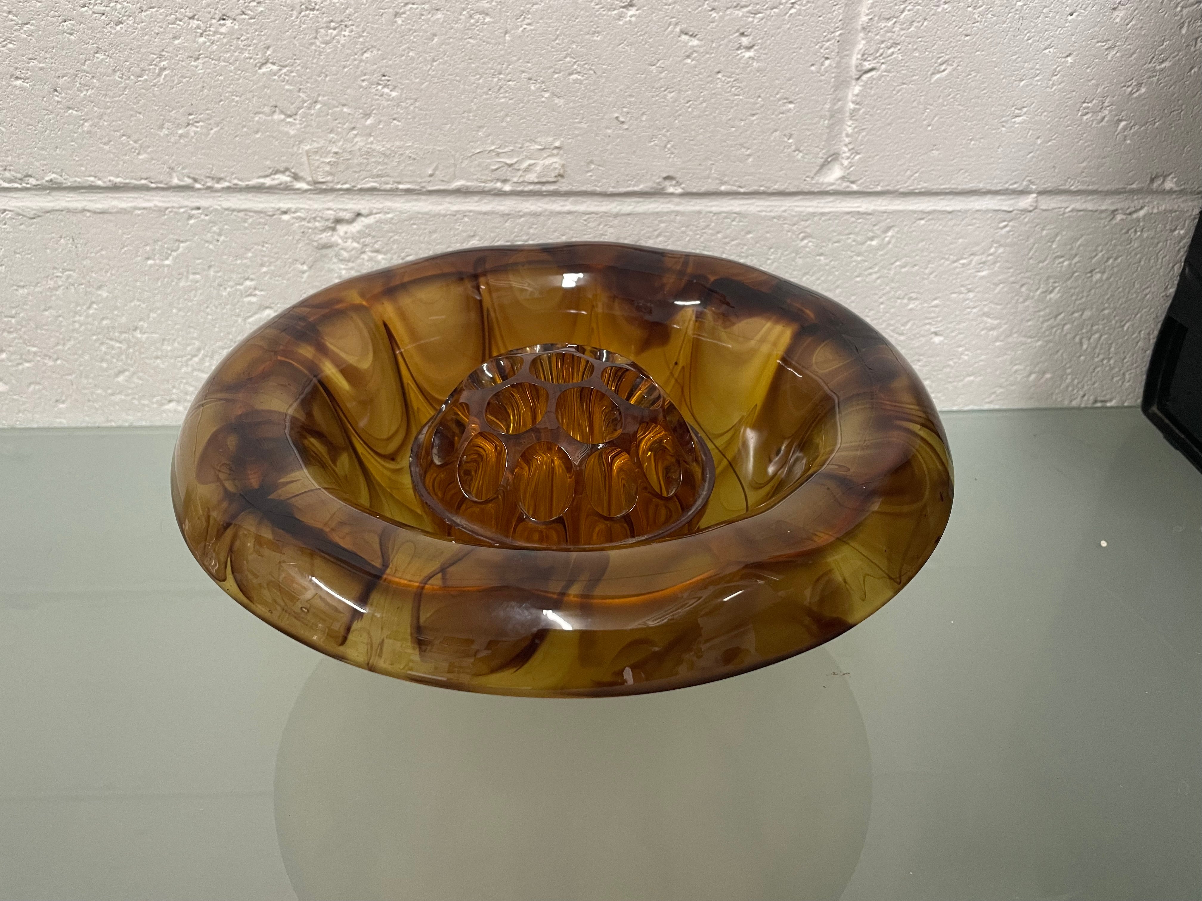 Art Deco Davidsons Smoke Glass Bowl & Insert | Antique & Vintage | Moonee Ponds Antiques | Australia Wide Delivery