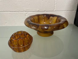 Art Deco Davidsons Smoke Glass Bowl & Insert | Antique & Vintage | Moonee Ponds Antiques | Australia Wide Delivery