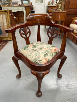 Mahogany Upholstered Corner Chair | Antique & Vintage | Moonee Ponds Antiques | Australia Wide Delivery
