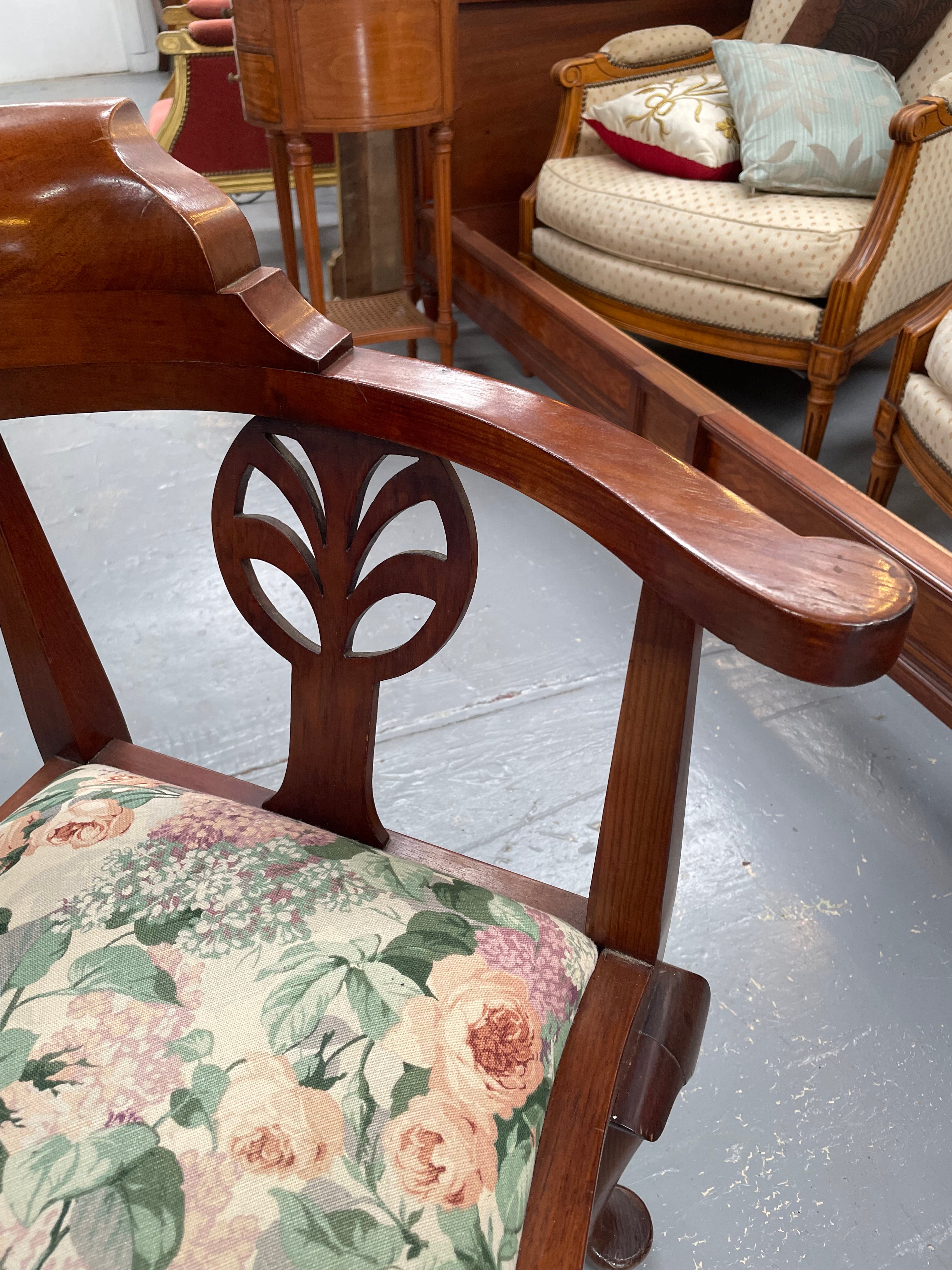 Mahogany Upholstered Corner Chair | Antique & Vintage | Moonee Ponds Antiques | Australia Wide Delivery