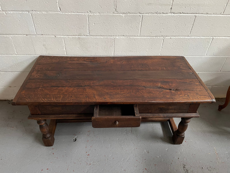Charming rustic French Oak one drawer coffee table. In good original condition and has been sourced from France. 