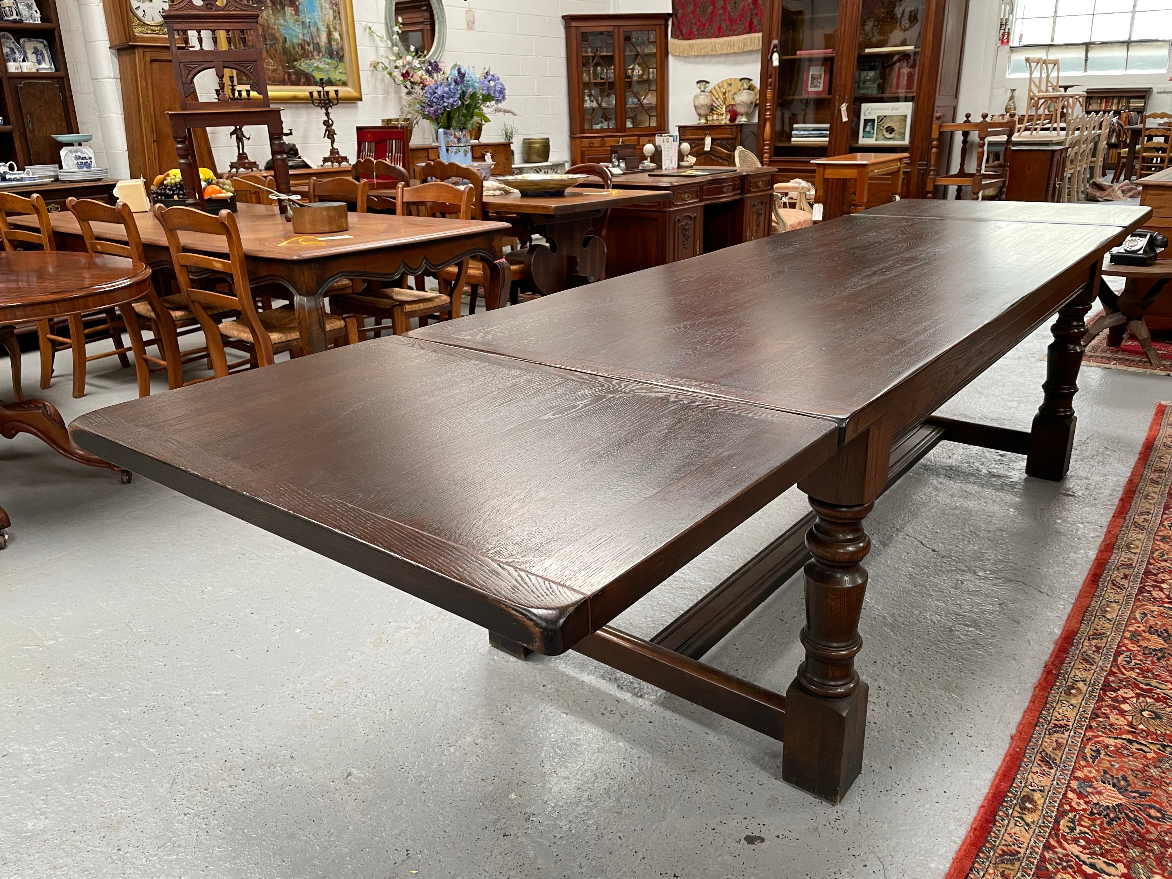 Stunning Antique Oak French Extension, Stretcher Base And Turned Leg Dining Table | Antique & Vintage | Moonee Ponds Antiques | Australia Wide Delivery