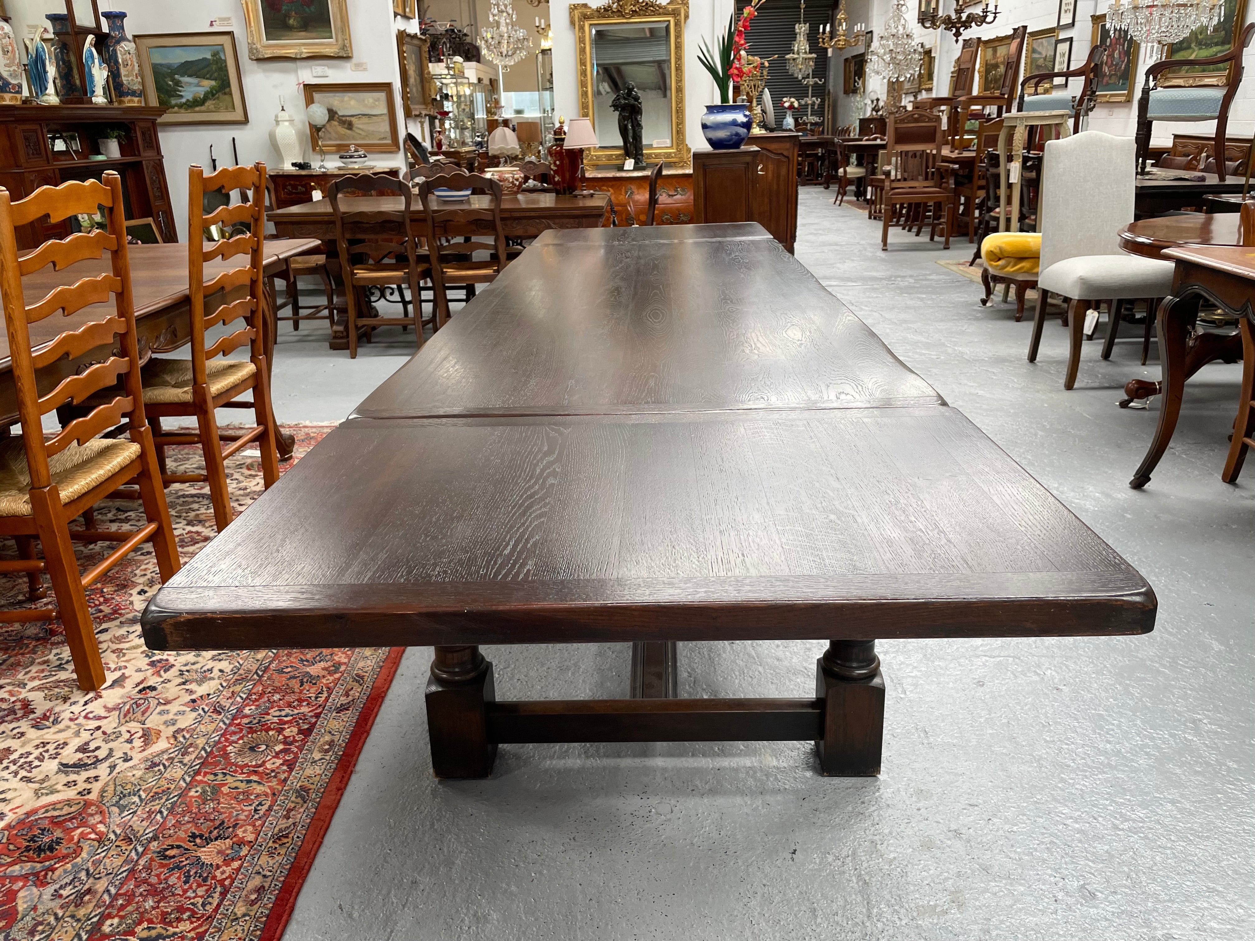 Stunning Antique Oak French Extension, Stretcher Base And Turned Leg Dining Table | Antique & Vintage | Moonee Ponds Antiques | Australia Wide Delivery