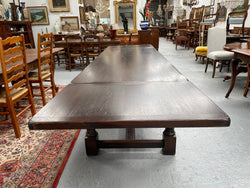Stunning Antique Oak French Extension, Stretcher Base And Turned Leg Dining Table | Antique & Vintage | Moonee Ponds Antiques | Australia Wide Delivery