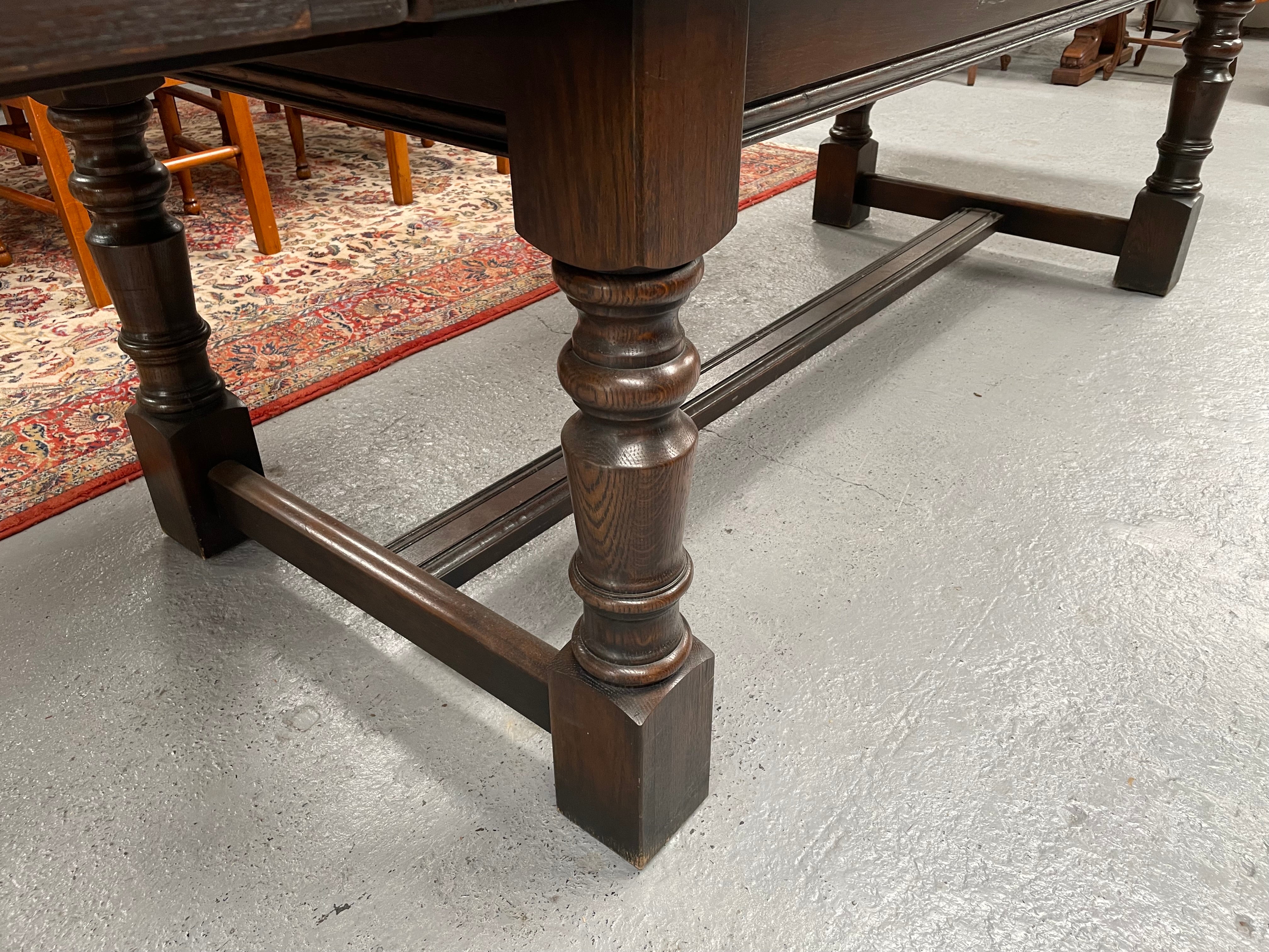 Stunning Antique Oak French Extension, Stretcher Base And Turned Leg Dining Table | Antique & Vintage | Moonee Ponds Antiques | Australia Wide Delivery