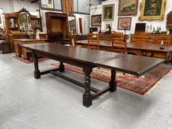 Stunning Antique Oak French Extension, Stretcher Base And Turned Leg Dining Table | Antique & Vintage | Moonee Ponds Antiques | Australia Wide Delivery