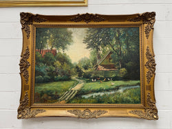 Beautiful French Country Scene Oil on Canvas | Antique & Vintage | Moonee Ponds Antiques | Australia Wide Delivery