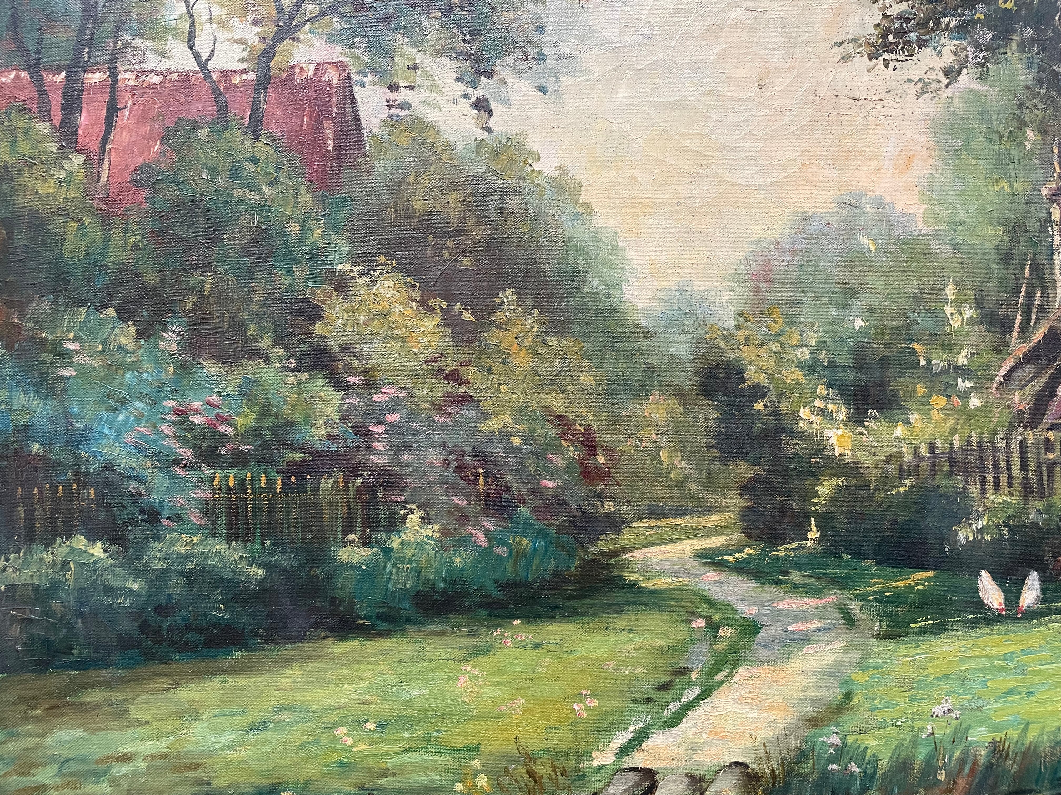 Beautiful French Country Scene Oil on Canvas | Antique & Vintage | Moonee Ponds Antiques | Australia Wide Delivery