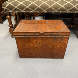 Charming Rustic Antique Victorian Metal Deed Box Faux Oak Finish