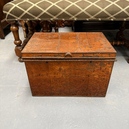 Charming Rustic Antique Victorian Metal Deed Box Faux Oak Finish
