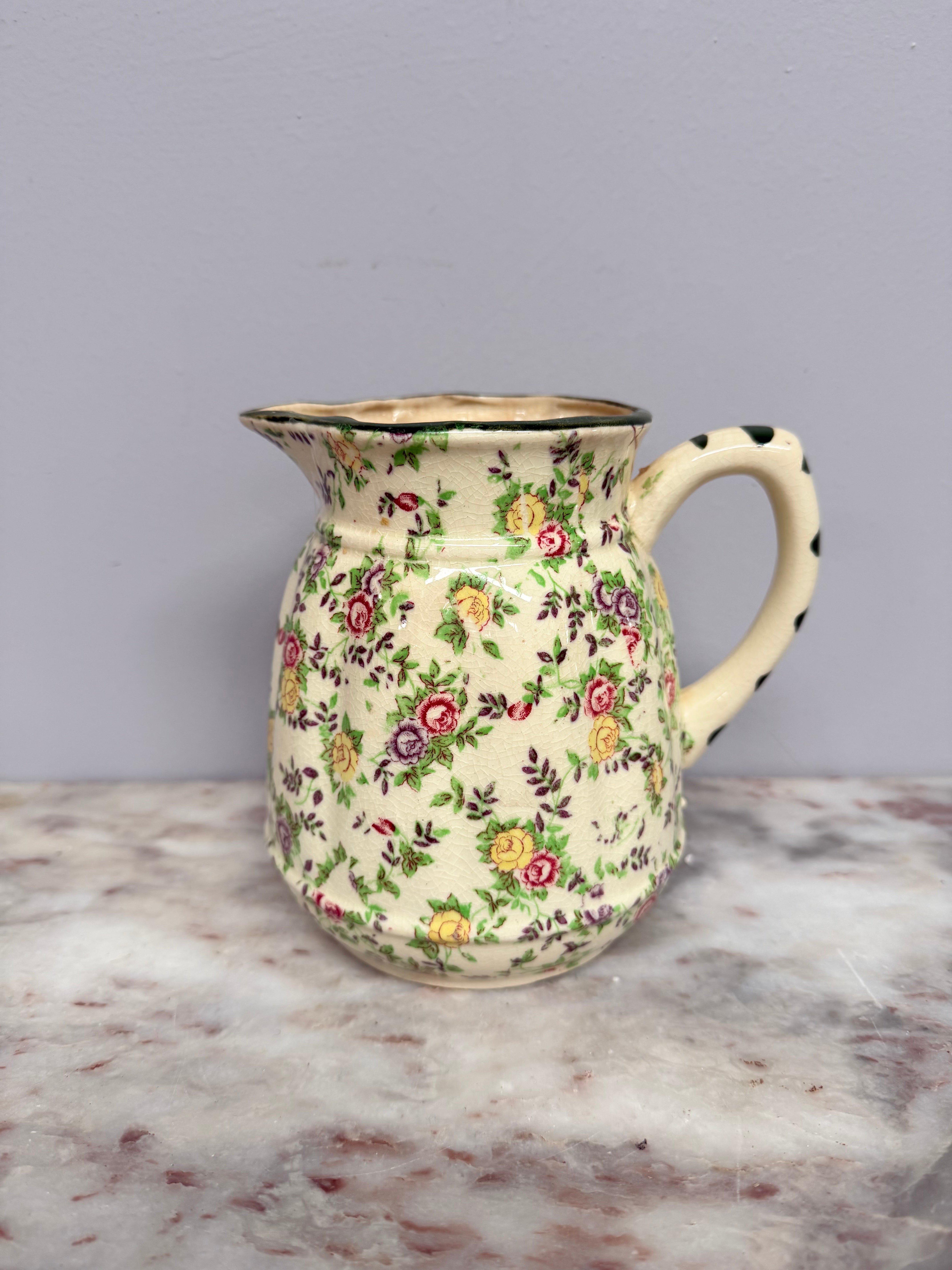 Vintage Japanese Floral Decorated Jug