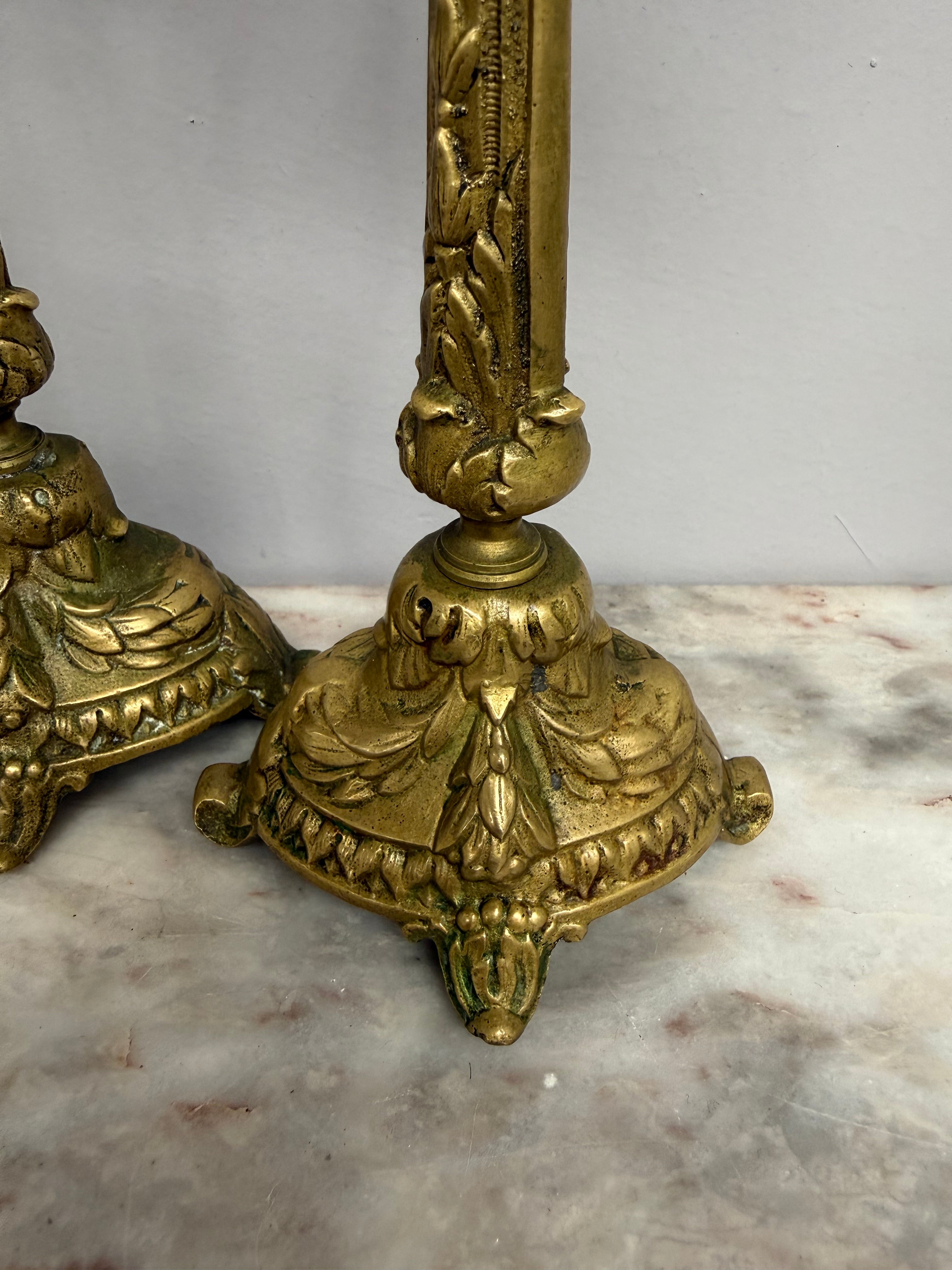 Antique Pair French Rococo/Baroque Style 19th Century Brass Candlesticks | Antique & Vintage | Moonee Ponds Antiques | Australia Wide Delivery