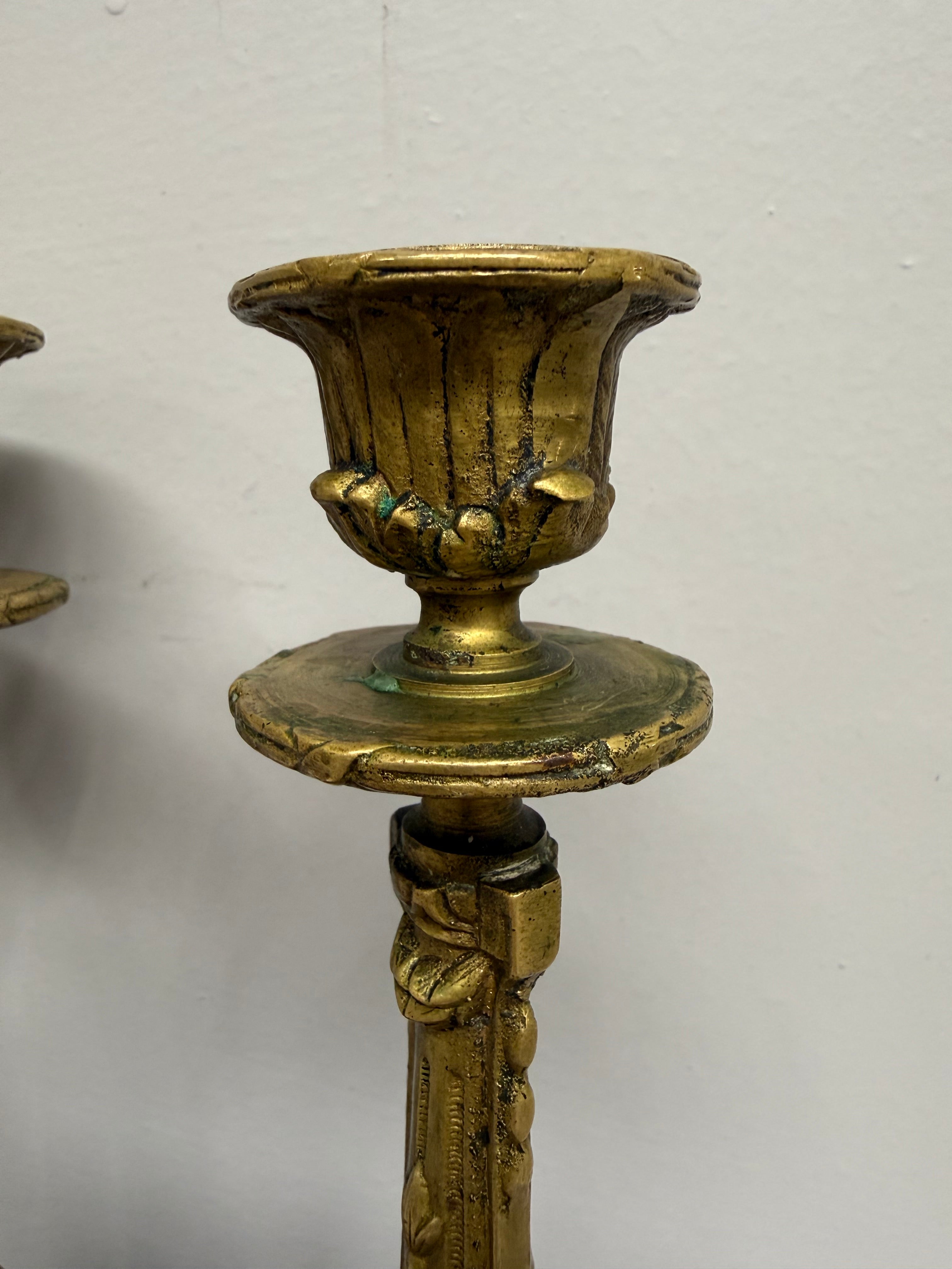 Antique Pair French Rococo/Baroque Style 19th Century Brass Candlesticks | Antique & Vintage | Moonee Ponds Antiques | Australia Wide Delivery