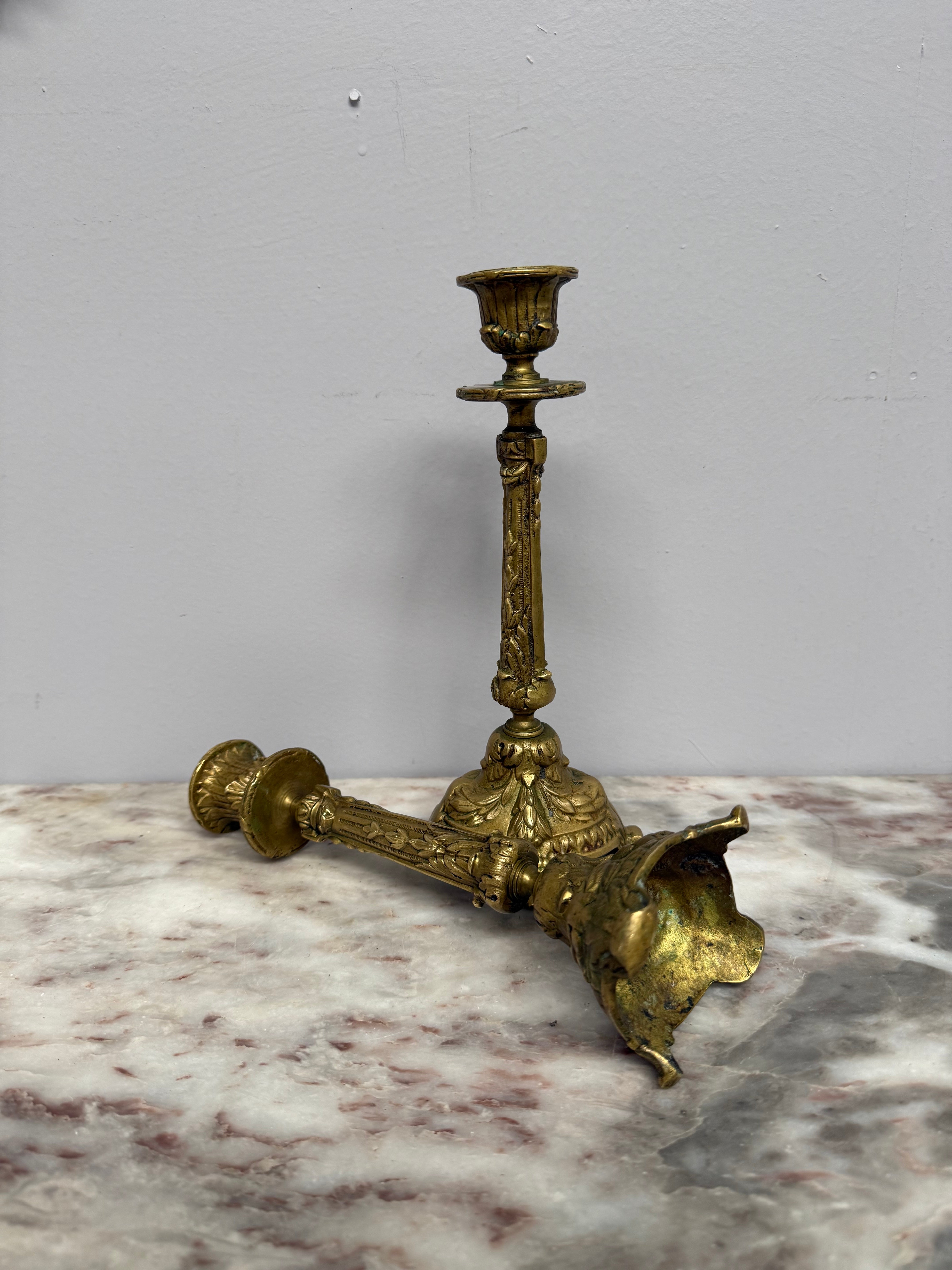 Antique Pair French Rococo/Baroque Style 19th Century Brass Candlesticks | Antique & Vintage | Moonee Ponds Antiques | Australia Wide Delivery
