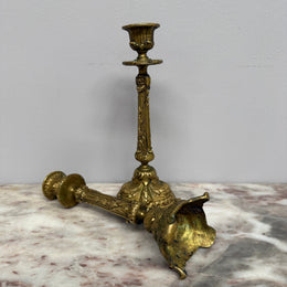 Antique Pair French Rococo/Baroque Style 19th Century Brass Candlesticks