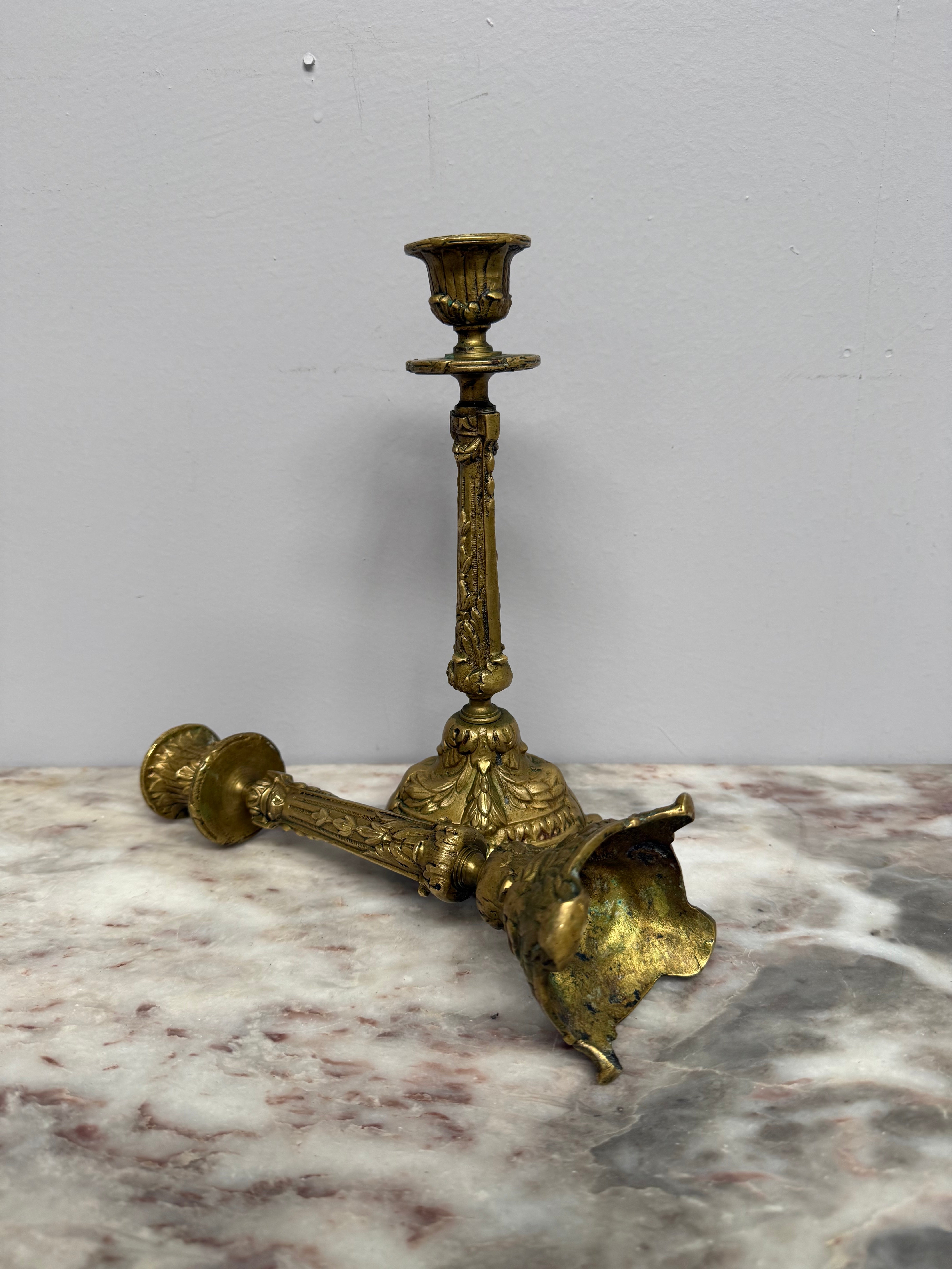 Antique Pair French Rococo/Baroque Style 19th Century Brass Candlesticks | Antique & Vintage | Moonee Ponds Antiques | Australia Wide Delivery