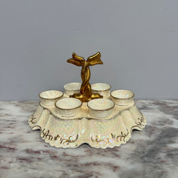 Rare Vintage "Crown Devon" Fielding's Lustre Ware Set 6 Egg Cruet