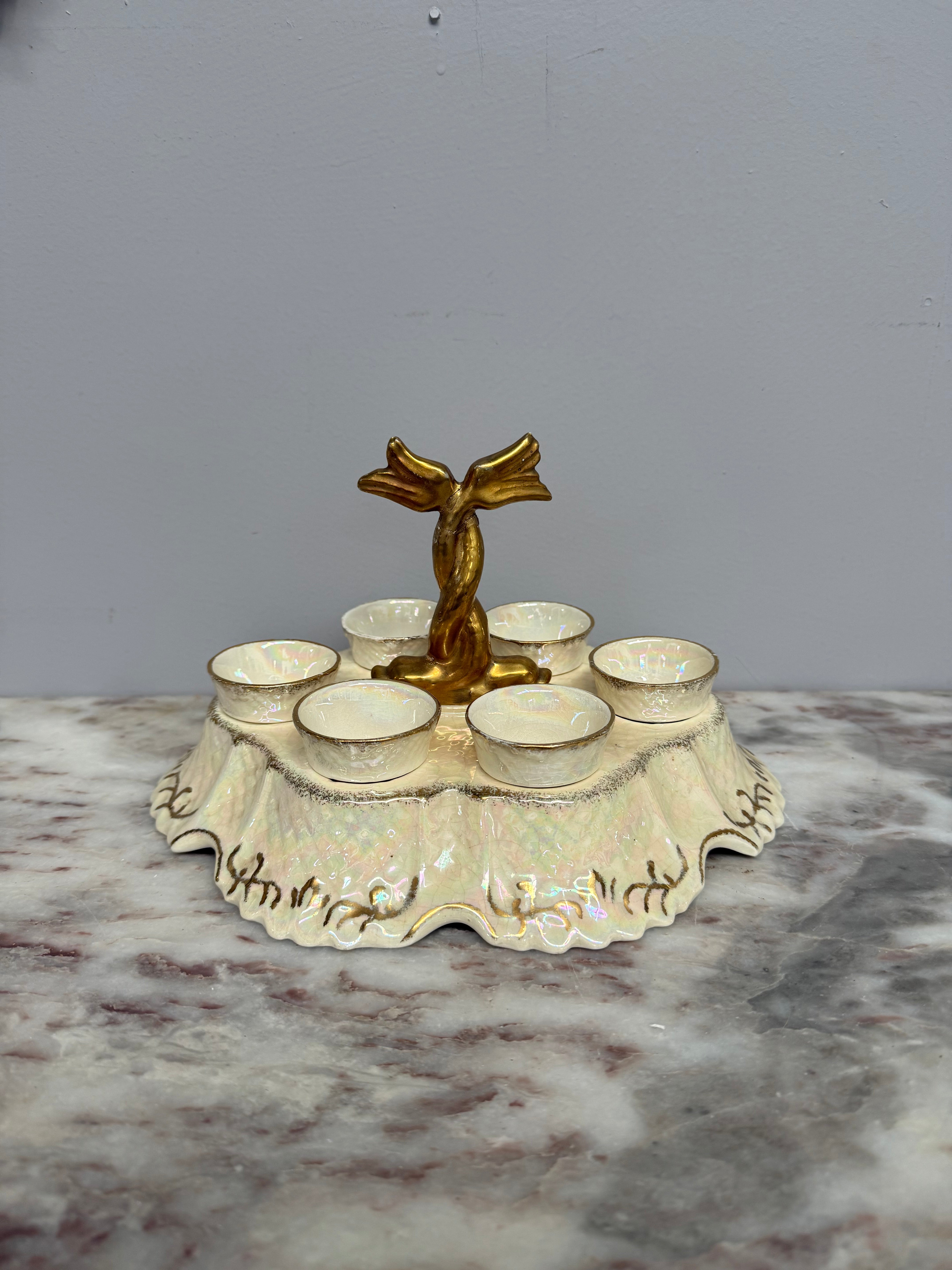 Rare Vintage "Crown Devon" Fielding's Lustre Ware Set 6 Egg Cruet | Antique & Vintage | Moonee Ponds Antiques | Australia Wide Delivery