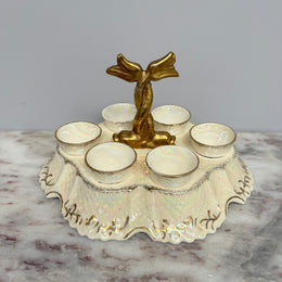 Rare Vintage "Crown Devon" Fielding's Lustre Ware Set 6 Egg Cruet