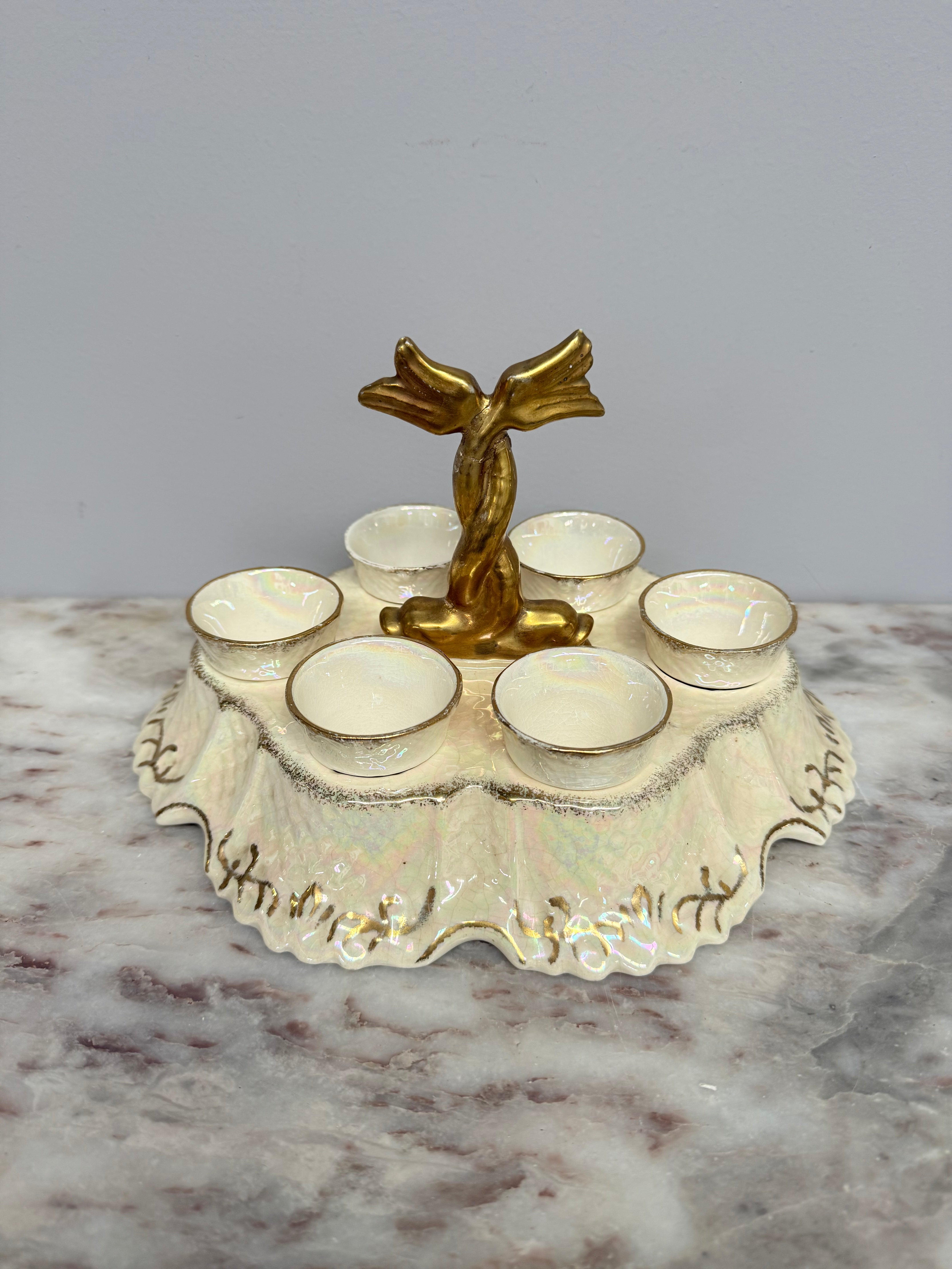 Rare Vintage "Crown Devon" Fielding's Lustre Ware Set 6 Egg Cruet
