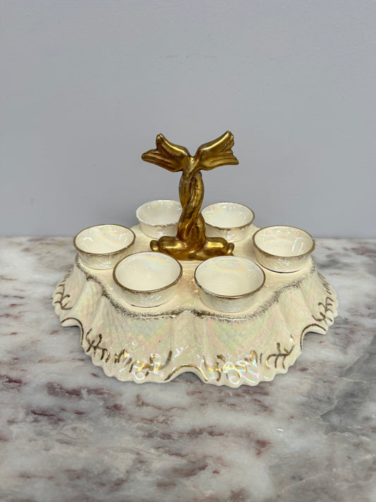 Rare Vintage "Crown Devon" Fielding's Lustre Ware Set 6 Egg Cruet