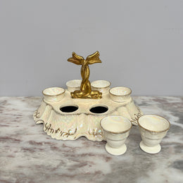 Rare Vintage "Crown Devon" Fielding's Lustre Ware Set 6 Egg Cruet