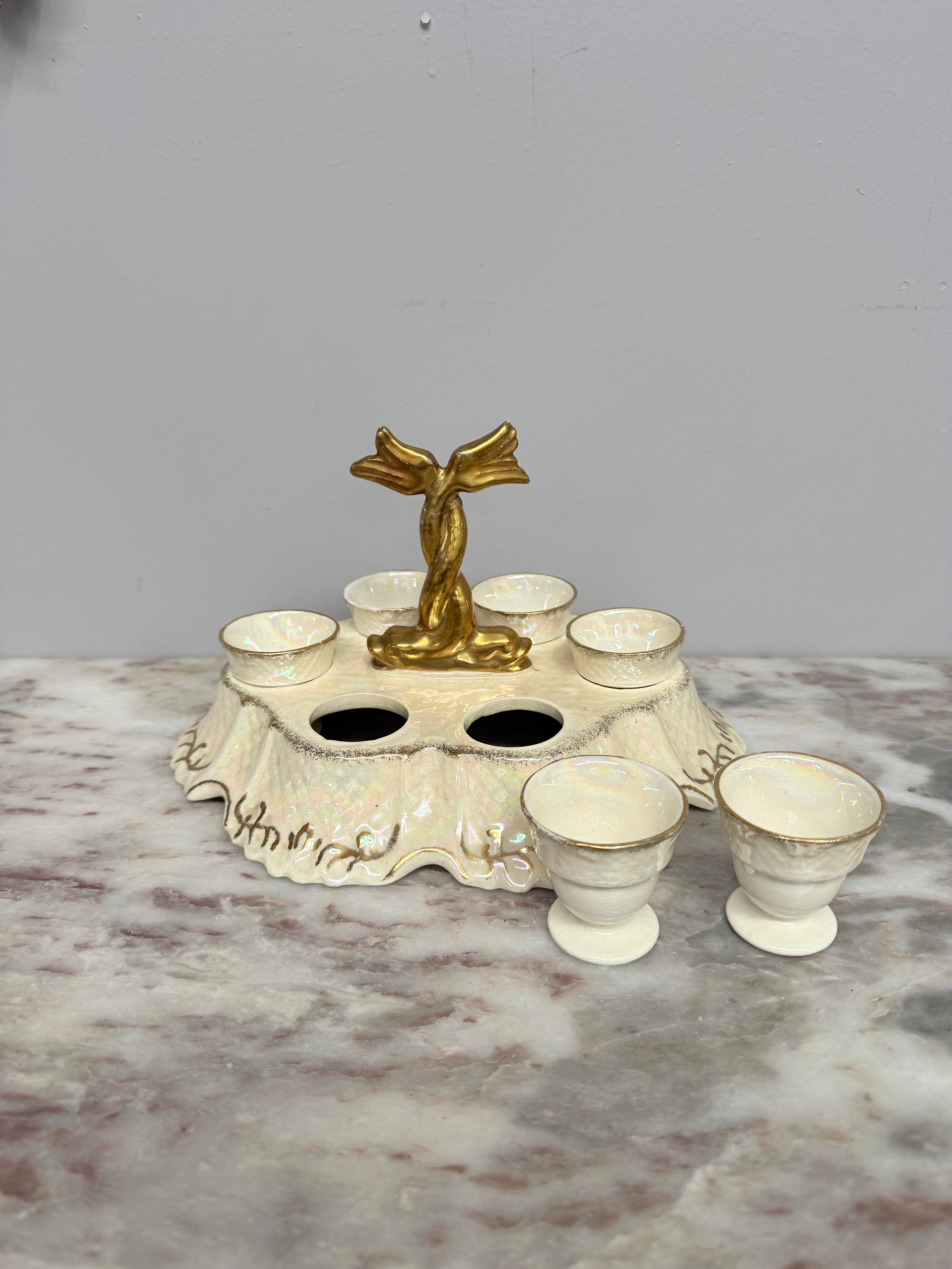 Rare Vintage "Crown Devon" Fielding's Lustre Ware Set 6 Egg Cruet | Antique & Vintage | Moonee Ponds Antiques | Australia Wide Delivery