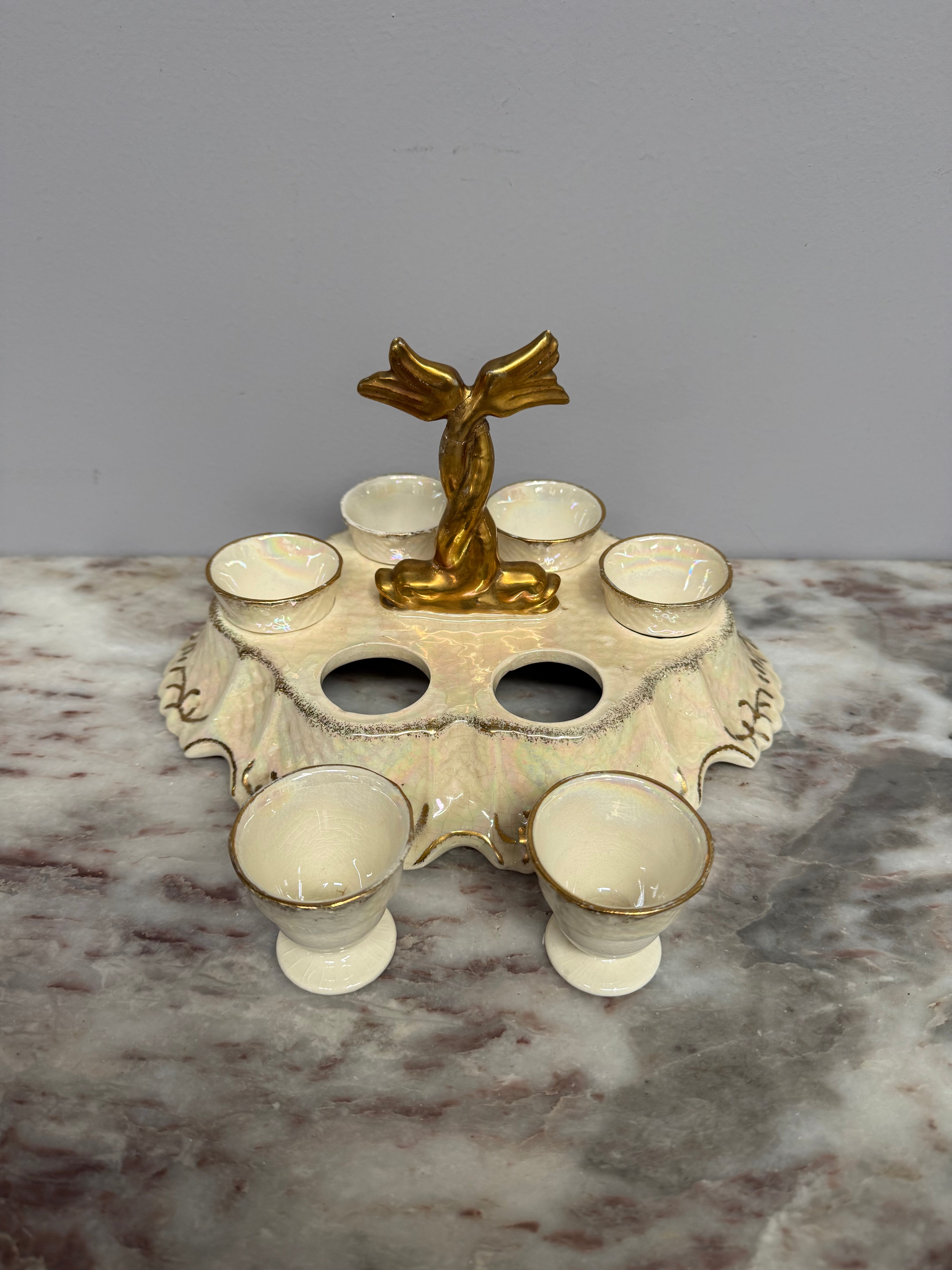 Rare Vintage "Crown Devon" Fielding's Lustre Ware Set 6 Egg Cruet | Antique & Vintage | Moonee Ponds Antiques | Australia Wide Delivery