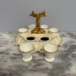 Rare Vintage "Crown Devon" Fielding's Lustre Ware Set 6 Egg Cruet