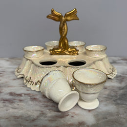 Rare Vintage "Crown Devon" Fielding's Lustre Ware Set 6 Egg Cruet