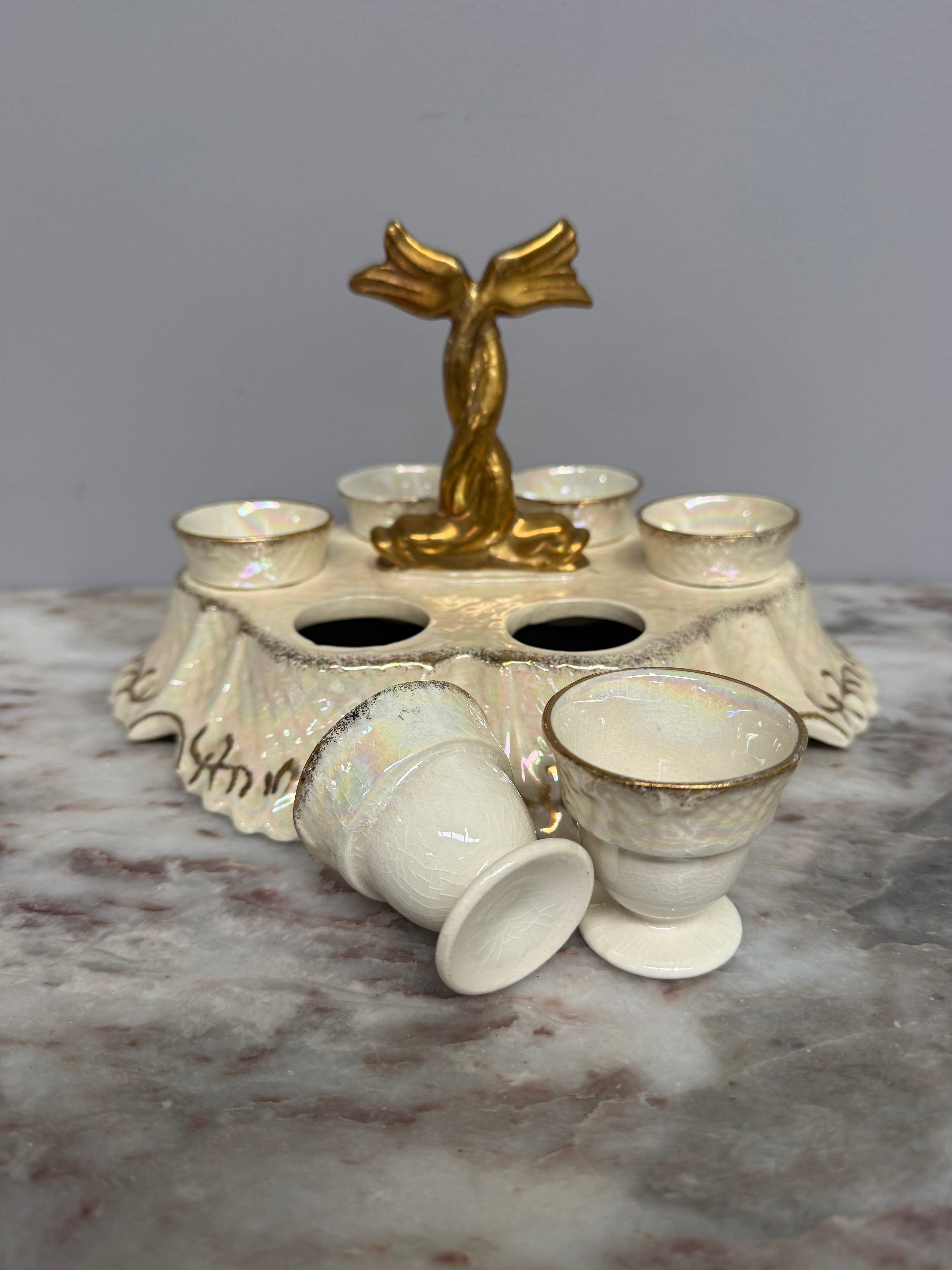 Rare Vintage "Crown Devon" Fielding's Lustre Ware Set 6 Egg Cruet | Antique & Vintage | Moonee Ponds Antiques | Australia Wide Delivery