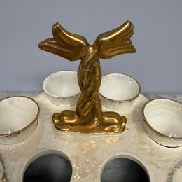 Rare Vintage "Crown Devon" Fielding's Lustre Ware Set 6 Egg Cruet