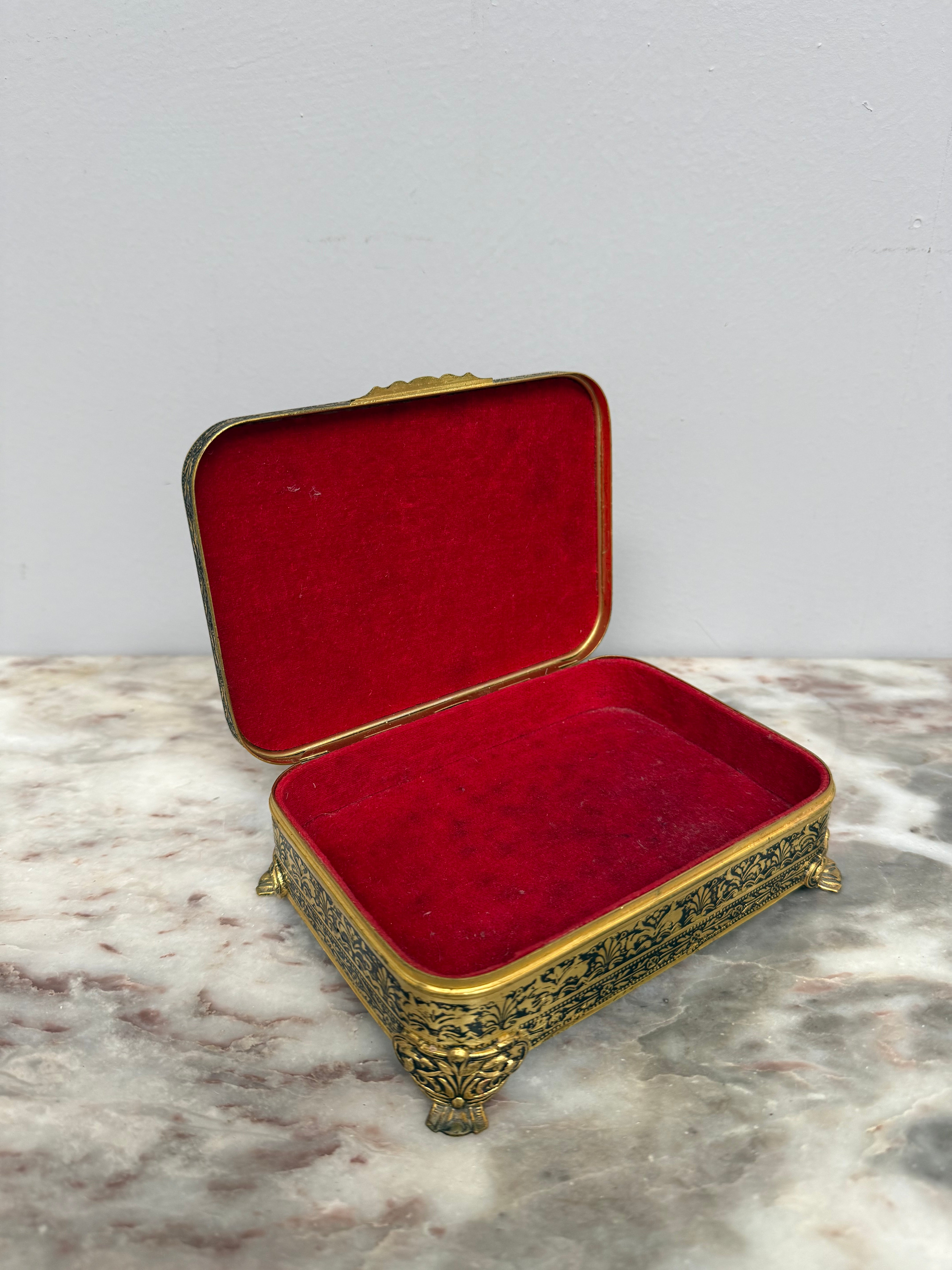 Vintage Gilt Filigree Petit Point Embroidered Trinket/Vanity Box | Antique & Vintage | Moonee Ponds Antiques | Australia Wide Delivery