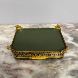 Vintage Gilt Filigree Petit Point Embroidered Trinket/Vanity Box