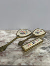 Vintage 3Pce Gilt Filigree Petit Point Vanity Set | Antique & Vintage | Moonee Ponds Antiques | Australia Wide Delivery