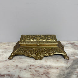 Vintage French Ornate Brass Stamp Box/Desk Organiser
