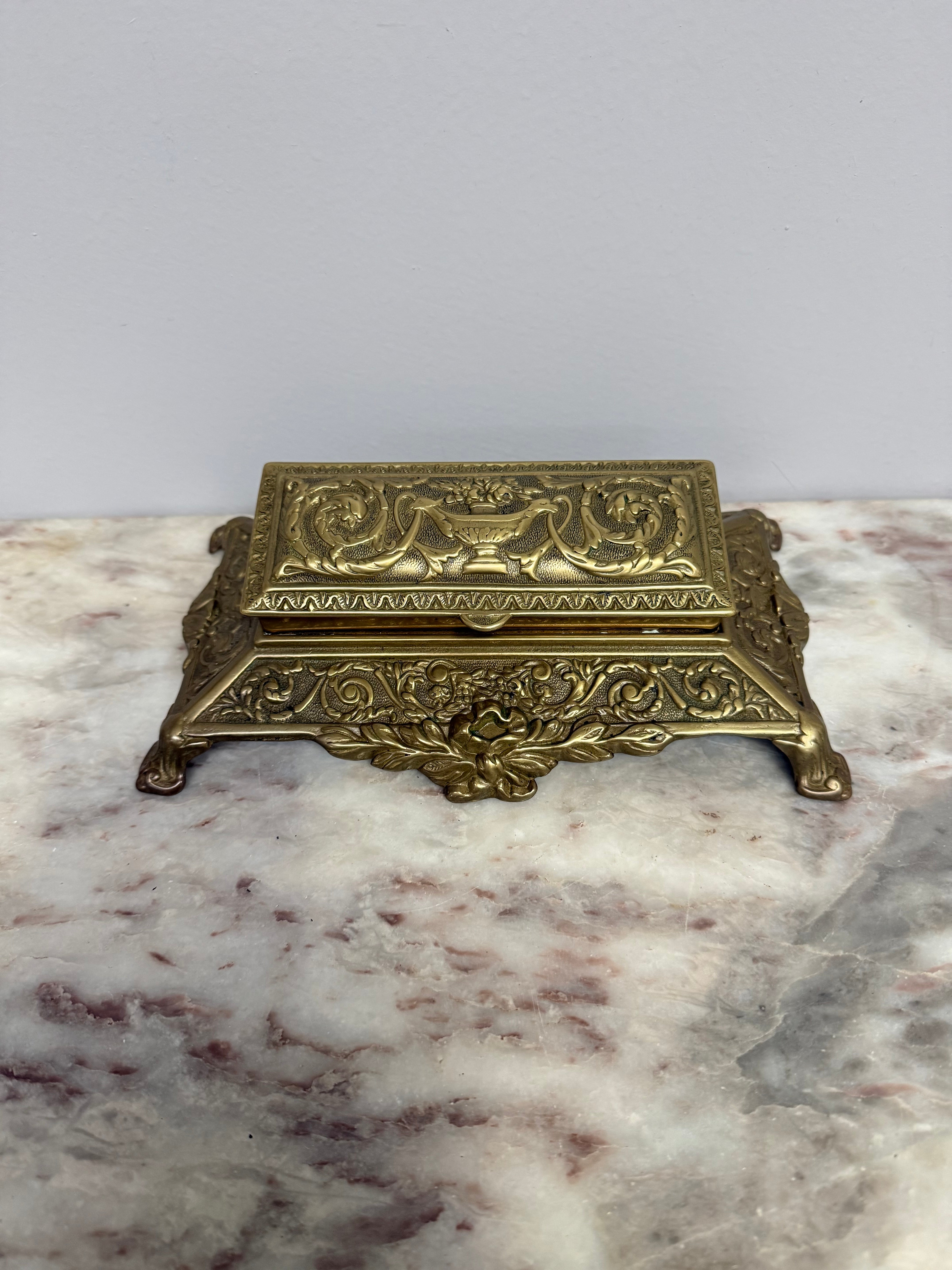 Vintage French Ornate Brass Stamp Box/Desk Organiser | Antique & Vintage | Moonee Ponds Antiques | Australia Wide Delivery