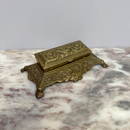 Vintage French Ornate Brass Stamp Box/Desk Organiser