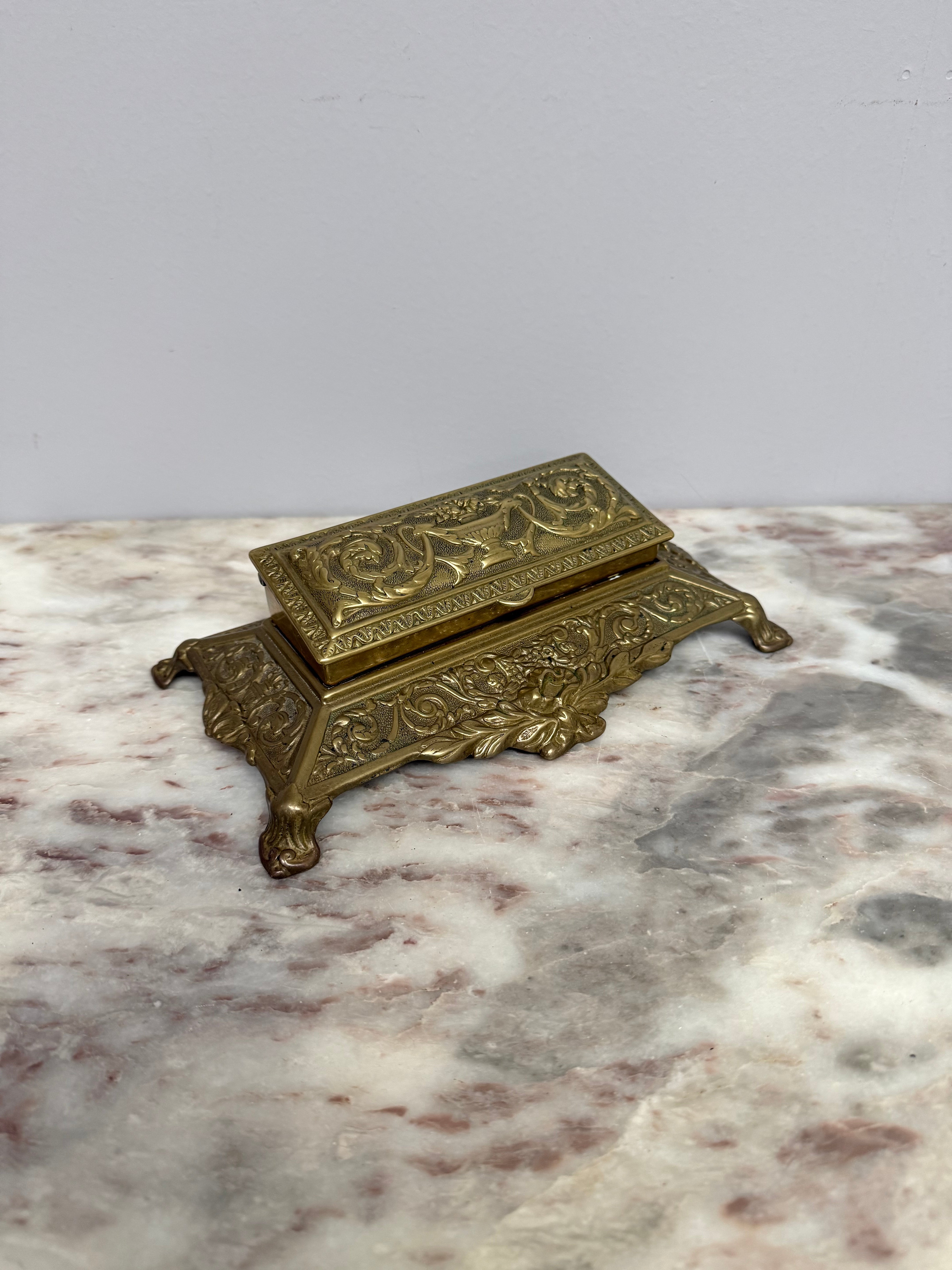 Vintage French Ornate Brass Stamp Box/Desk Organiser | Antique & Vintage | Moonee Ponds Antiques | Australia Wide Delivery