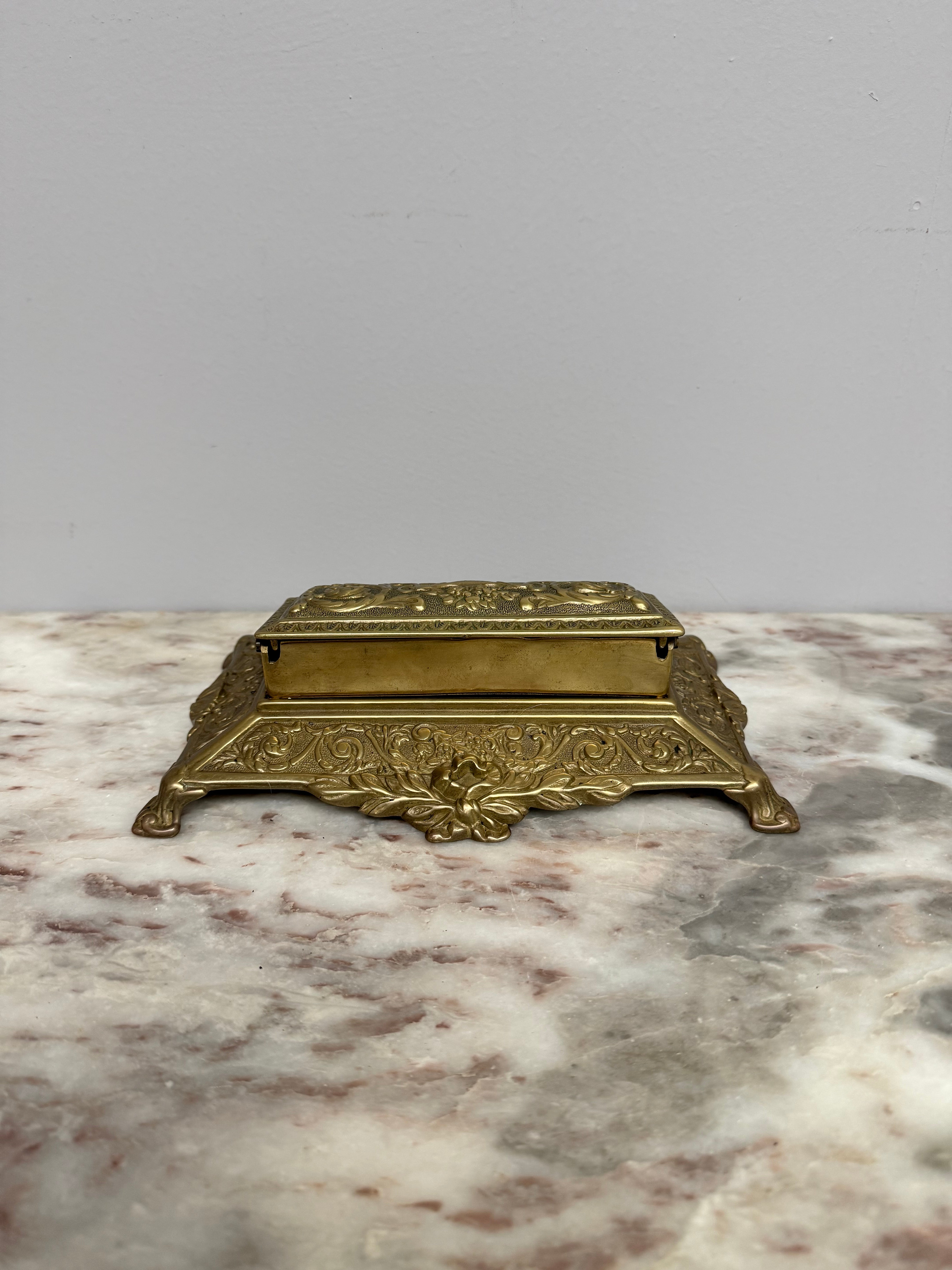 Vintage French Ornate Brass Stamp Box/Desk Organiser | Antique & Vintage | Moonee Ponds Antiques | Australia Wide Delivery