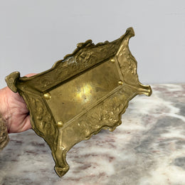 Vintage French Ornate Brass Stamp Box/Desk Organiser